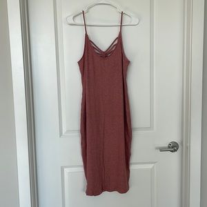 Pink Knit Dress with Gold Accents